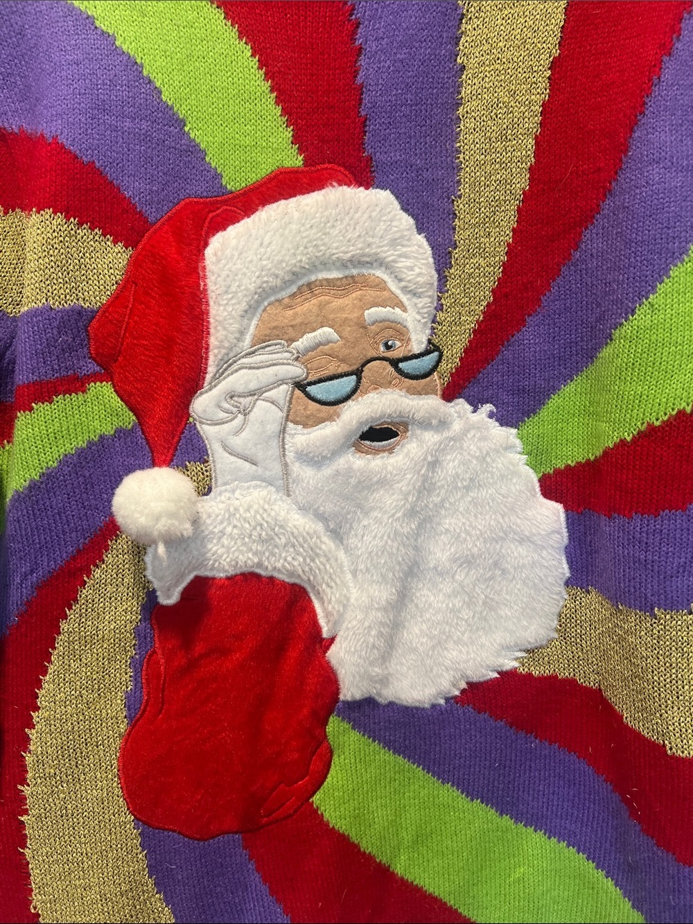 Blizzard Bay Men's Multicolor Santa Crewneck Sweater - Picture 2 of 4